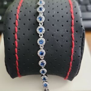 Elegant Silver and Blue Gemstone Bracelet
